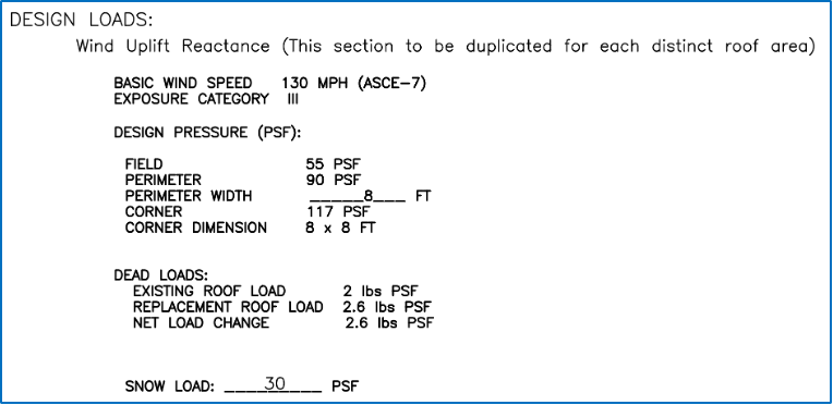 design loads specs