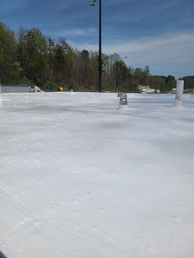Flat Roof Coating Freshly Applied