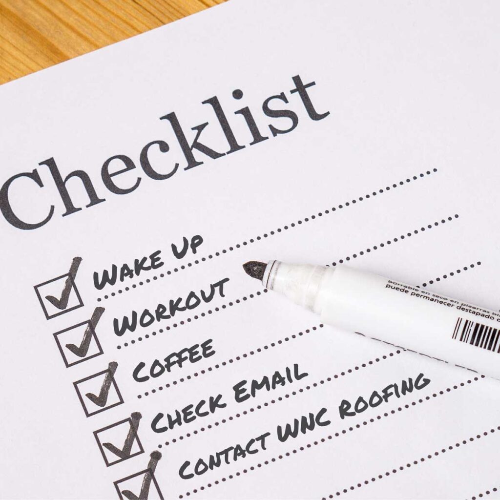 Roofing checklist