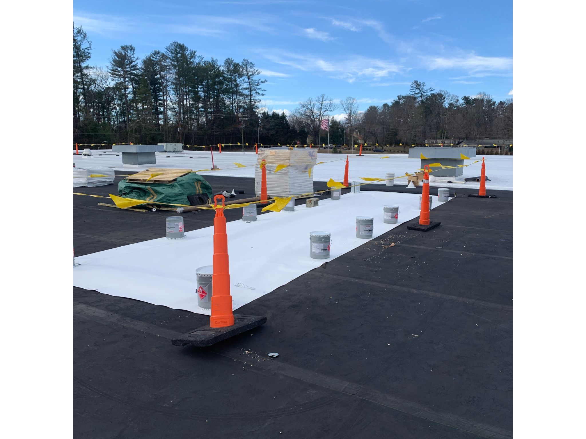Covering removed penetration with TPO till we install this section of roof permanently
