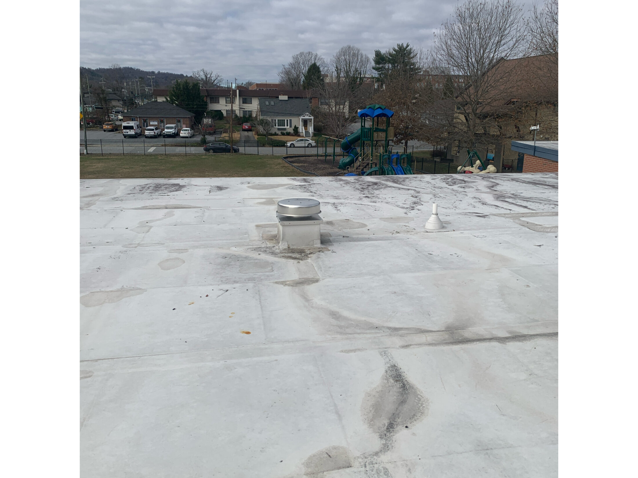 Old flat school roof