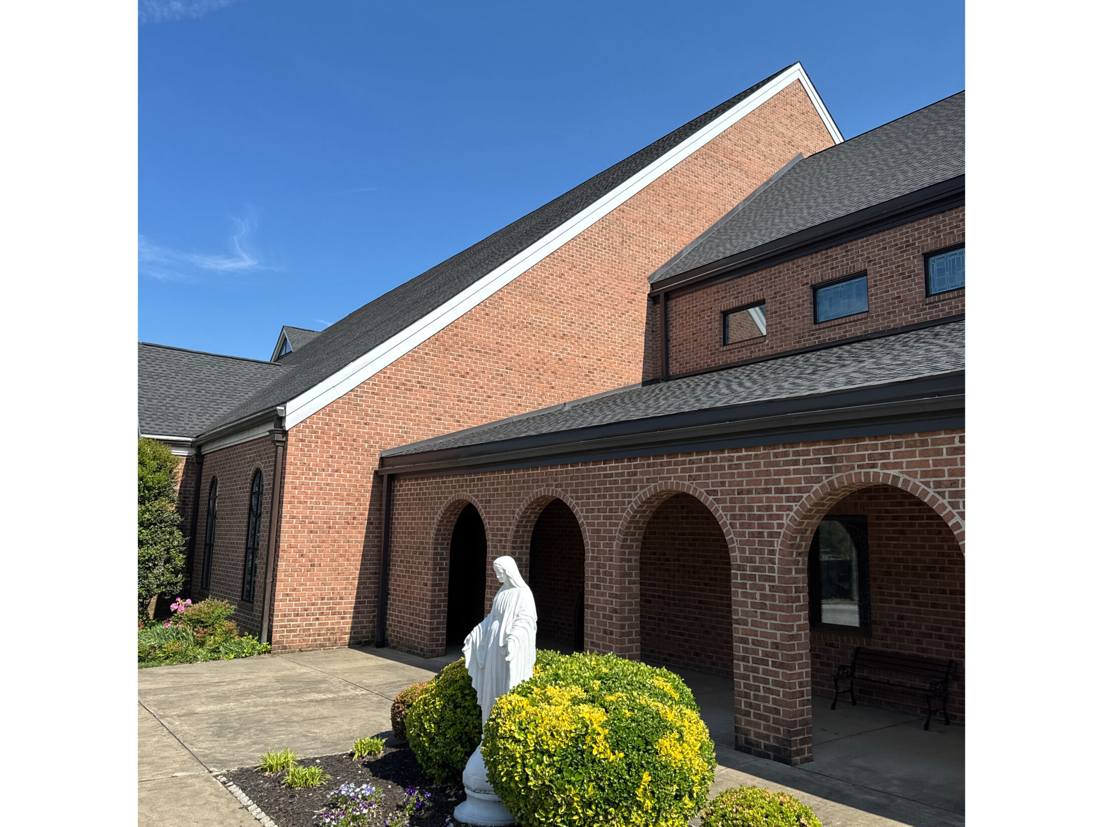 Finished metal fascia repair on a church